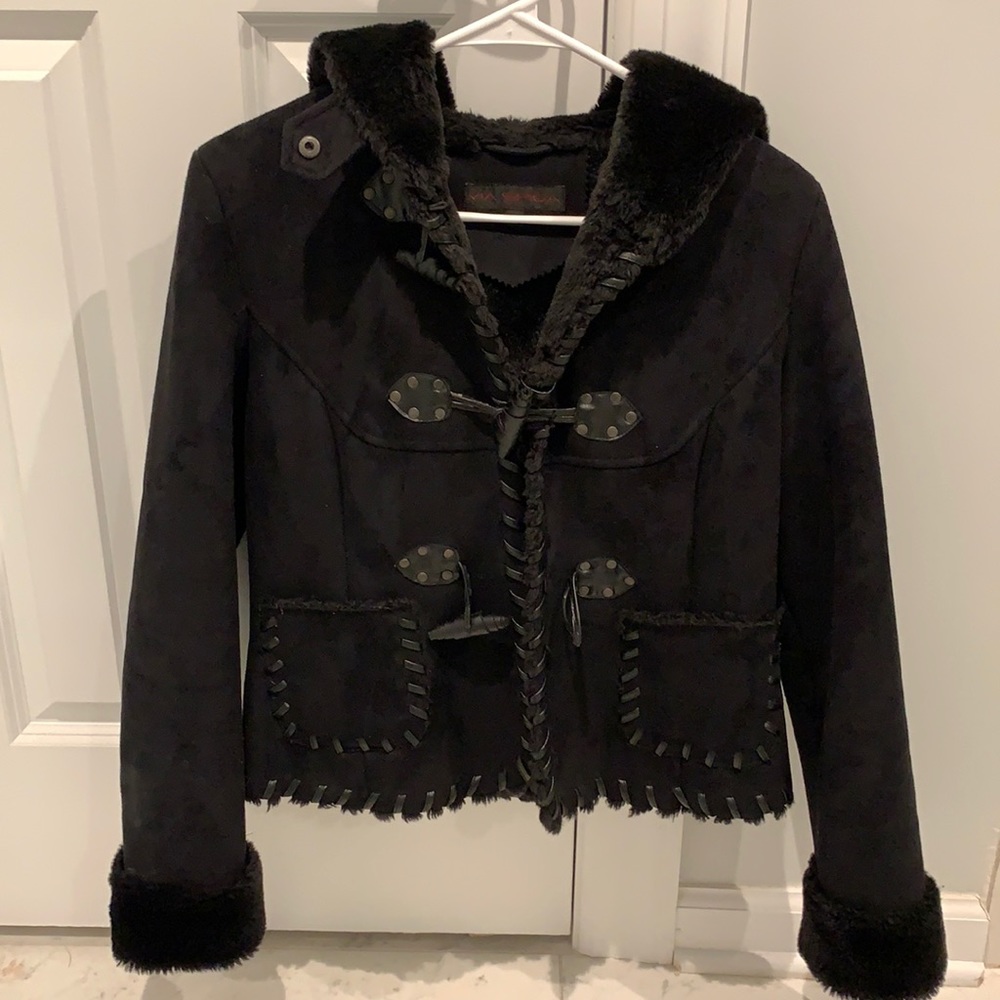 Women’s Via Spiga Faux Suede Hooded Jacket XS